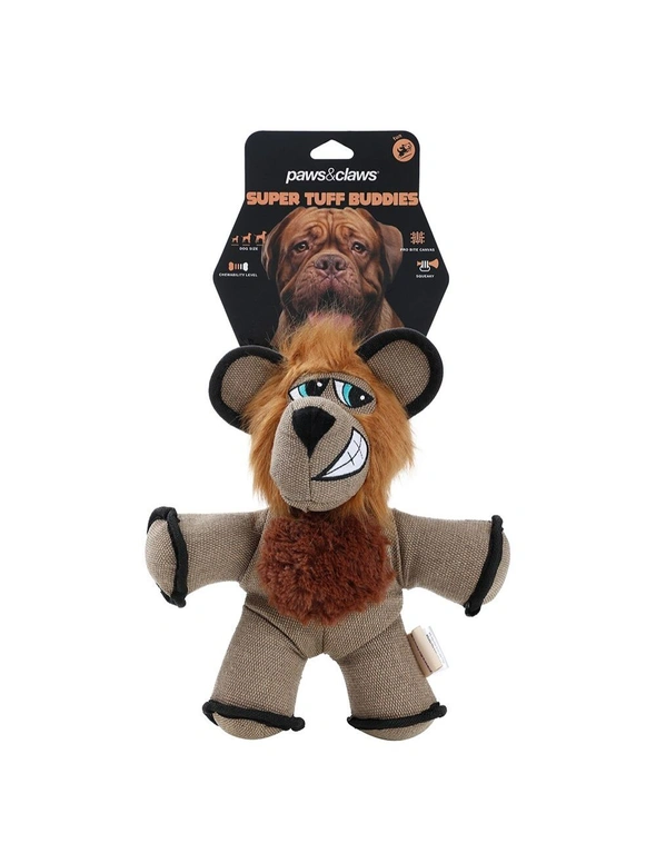 Paws & Claws 32cm Super Tuff Buddies Oxford Pet Interactive Toy Lion w/ Squeaker, hi-res image number null