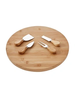 Ladelle 35cm Tempa Fromagerie Spinning Bamboo Cutlery Cheese Board Serving Set