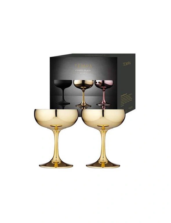 2pc Tempa Aurora 220ml Coupe Glass Martini/Cocktail Champagne Drinking Cup Gold, hi-res image number null