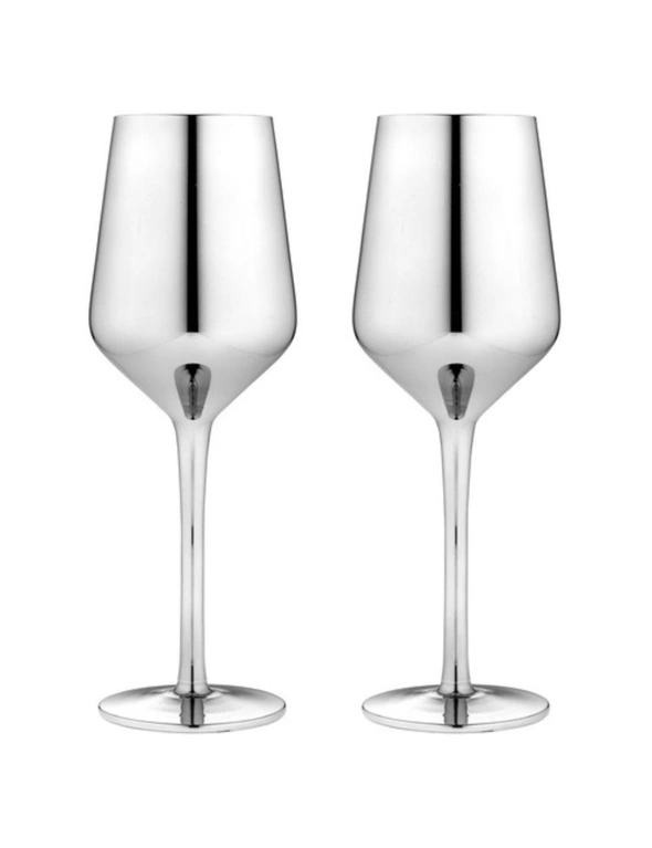 2PK Aurora Metallic 700ml Wine Glass Stemware Drinking Water/Juice Cup Silver, hi-res image number null