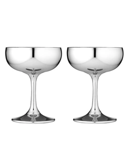 2PK Aurora 300ml Coupe Glasses Drinking Cocktail Cup Stemware Glass Set Silver
