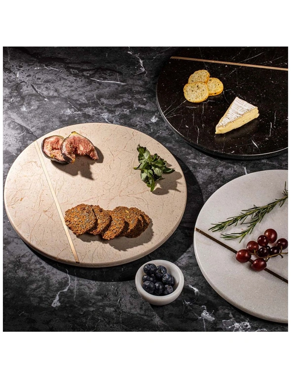Tempa Emerson Marble 30cm Lazy Susan Tray Food/Cheese Charcuterie Board White, hi-res image number null