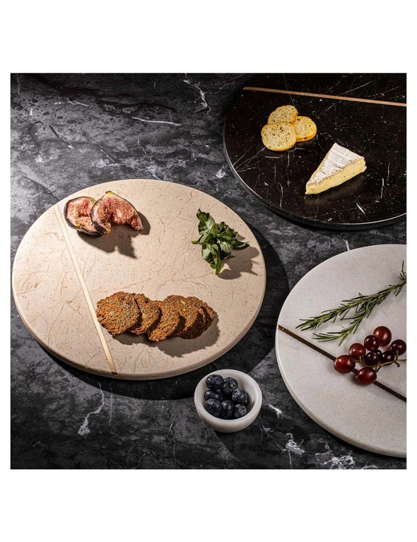 Tempa Emerson Champagne Round Marble Lazy Susan Food Serving Tray/Board/Plate, hi-res image number null