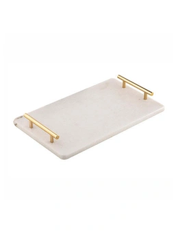 Tempa 40cm Emerson Marble Handled Rectangle Food Serving Tray/Board/Plate White