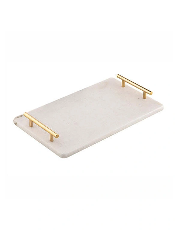 Tempa 40cm Emerson Marble Handled Rectangle Food Serving Tray/Board/Plate White, hi-res image number null