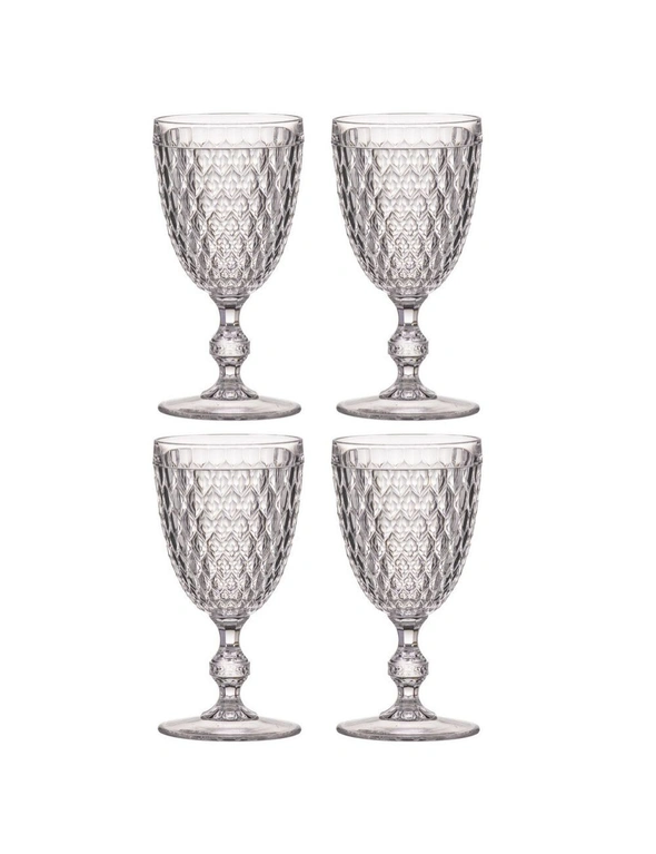 4x Tate Geometric 350ml Wine Glass Stemware Cocktail/Juice Drinking Cup Clear, hi-res image number null