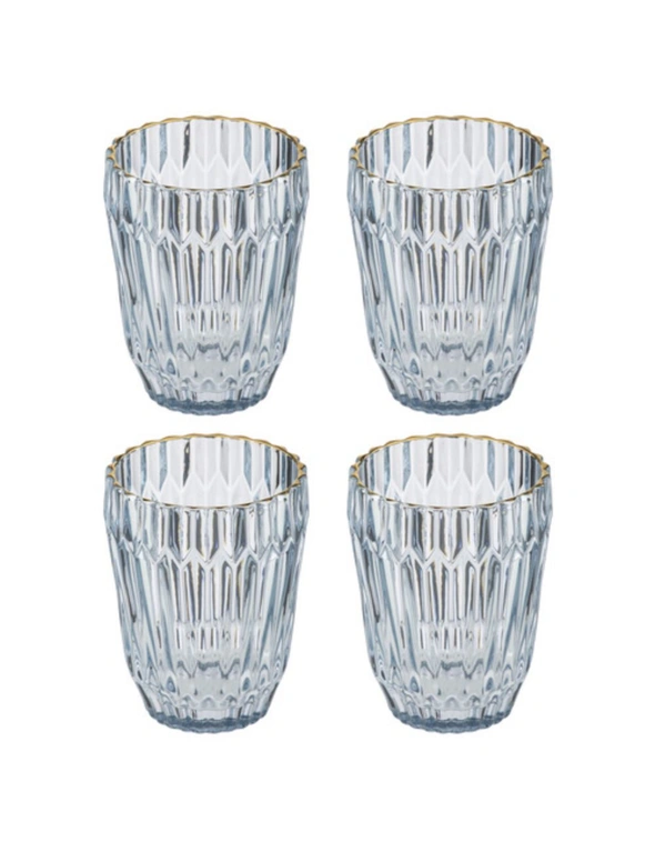 4PK Amara 250ml Lowball Glass Tumbler Water/Juice Drink Cup Glassware Set Blue, hi-res image number null