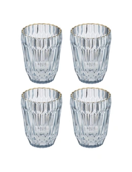 4PK Amara 250ml Lowball Glass Tumbler Water/Juice Drink Cup Glassware Set Blue