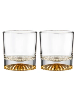 2PK Enzo Crystal Gold Clear 250ml Whisky Glass Cup Liquor Drinking Tumbler Set