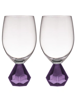 2PK Zhara 350ml Wine Glass Water/Juice Cocktail Drinkware Glassware Cup Amethyst