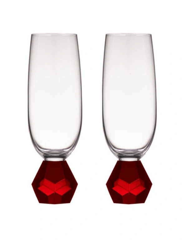 2PK Zhara Crystal 200ml Champagne Glass Cocktail Drinkware Glasses Cup Ruby, hi-res image number null