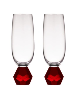 2PK Zhara Crystal 200ml Champagne Glass Cocktail Drinkware Glasses Cup Ruby