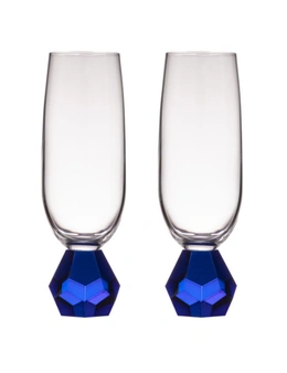 2PK Zhara Crystal 200ml Champagne Glass Cocktail Drinkware Glasses Cup Sapphire