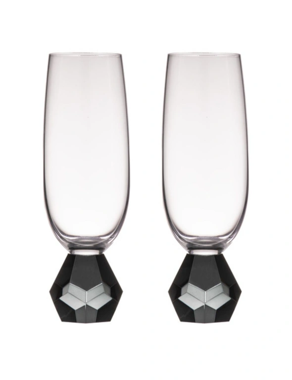 2PK Zhara Crystal 200ml Champagne Glass Cocktail Drinkware Glasses Cup Onyx, hi-res image number null