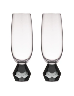 2PK Zhara Crystal 200ml Champagne Glass Cocktail Drinkware Glasses Cup Onyx