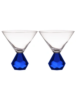 2PK Zhara 200ml Martini Crystal Glass Cocktail Drink Alcohol Glasses Sapphire