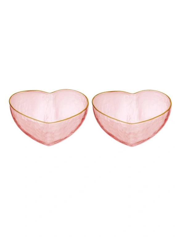 2pc Tempa Amour Tableware Pink Tinted Heart Shaped Bowl/Vase 9 x 8cm, hi-res image number null