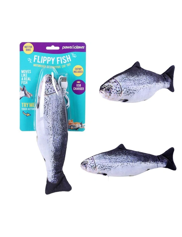 2PK Paws & Claws Flippy Fish Cat Toy 30x12cm, hi-res image number null