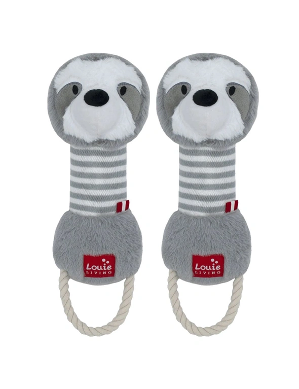 2x Louie Living Urban 34x11cm Silas The Sloth Dog/Pet Plush Interactive Toy Grey, hi-res image number null