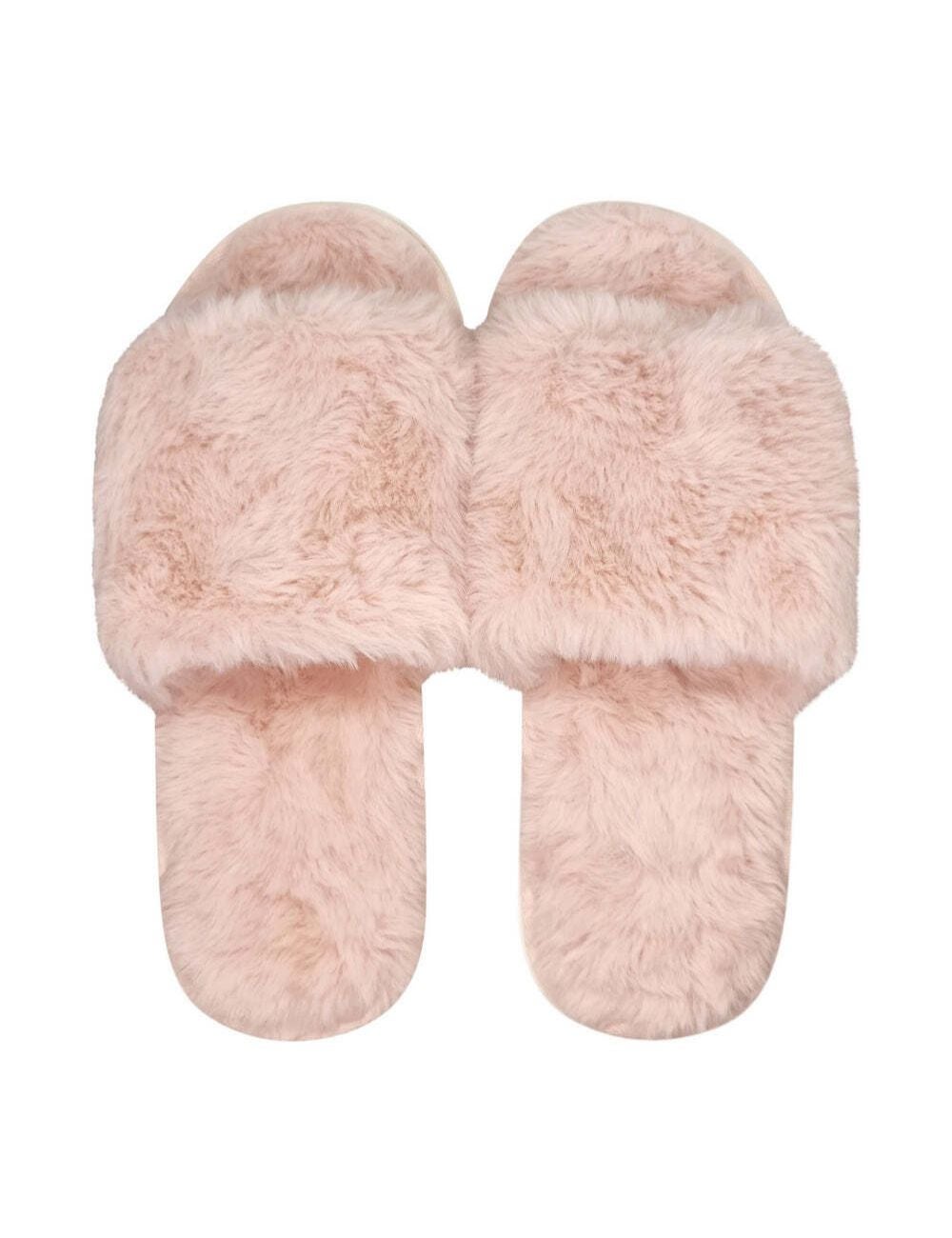 Light pink fur online slides