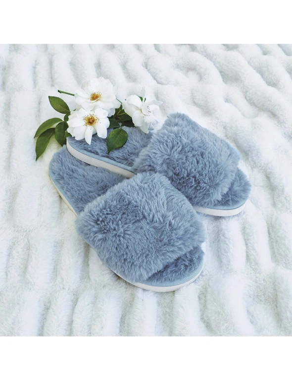 J. Elliot Holly Faux Fur Womens Ultra Soft Slip-On House Slippers M-L/EU 40 Blue, hi-res image number null
