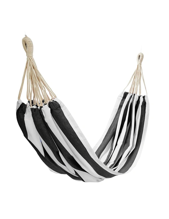 J.Elliot 150x205cm Outdoor Hanging Stripe Hammock/Swing/Chair/Seating Bed Black, hi-res image number null
