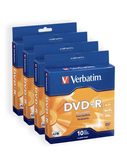 40pc Verbatim DVD-R 4.7GB 16x Speed Blank Discs Media/Data Storage w/Jewel Case