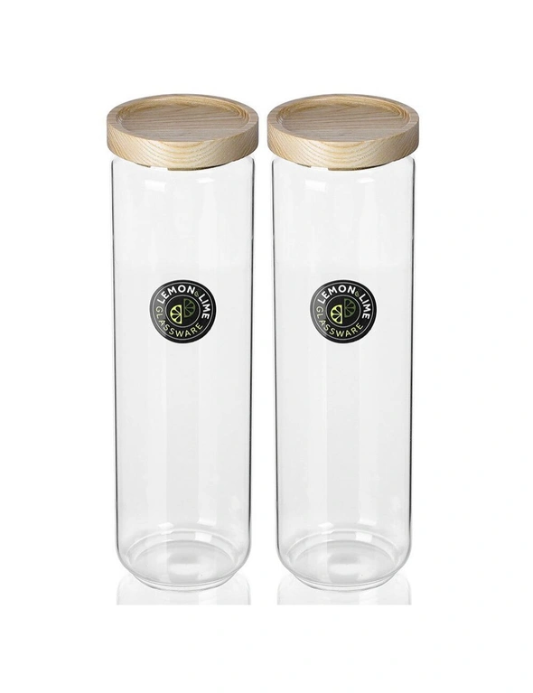 2PK Lemon And Lime Woodend Beach Glass Canister 1.65L, hi-res image number null