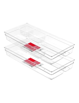 2x BoxSweden 39.5cm Crystal Nest 4-Section Tray Storage Holder/Organiser Clear