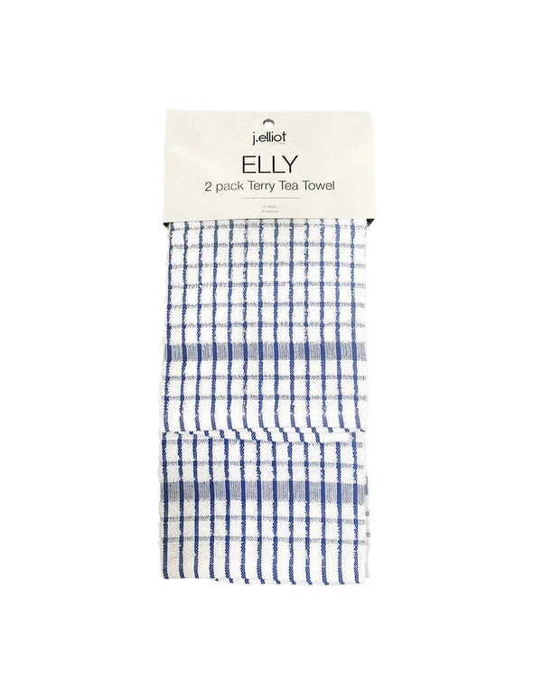 2PK J. Elliot Elly Tea Towels 45x65cm Cotton Absorbent Kitchen Dish Cloth Blue, hi-res image number null