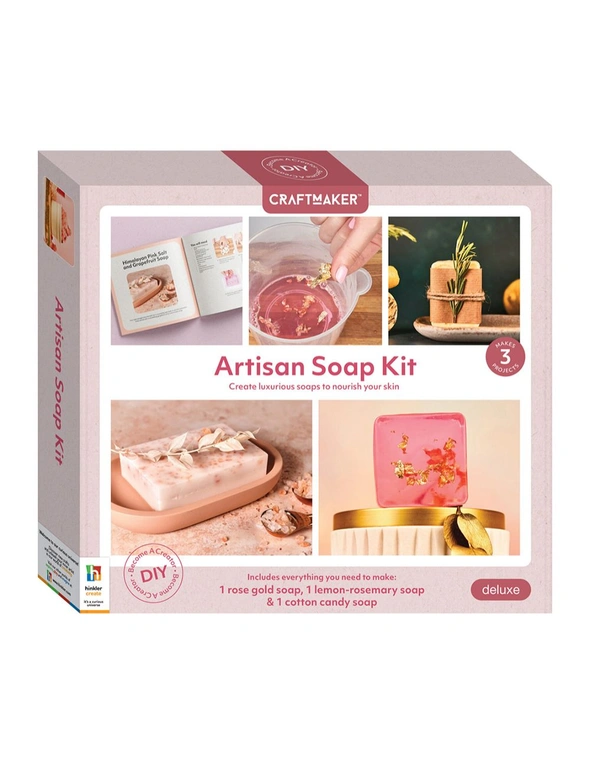 Craft Maker Artisan 32-Page Book Make Your Own DIY Bar Soap Kit w/ Shape Mould, hi-res image number null