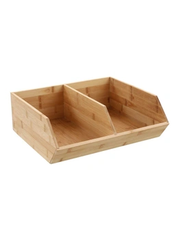 Box Sweden 2-Section 34.5cm Bamboo Wood Modular Storage Cube Pantry Organiser