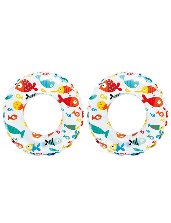 2PK Intex Lively Print 51cm Swim Rings Assorted Inflatable Kids Floats 3-6Y+, hi-res image number null