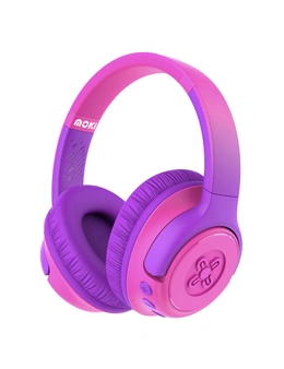 Moki Mixi Kids Volume Limited Wireless/Bluetooth 3.5mm Headphones Pink Purple