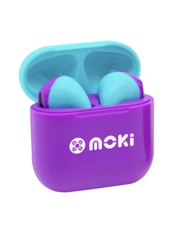 Moki MokiPods Mini TWS Wireless/Bluetooth Earphones Kids Volume Limited PUR/AQA