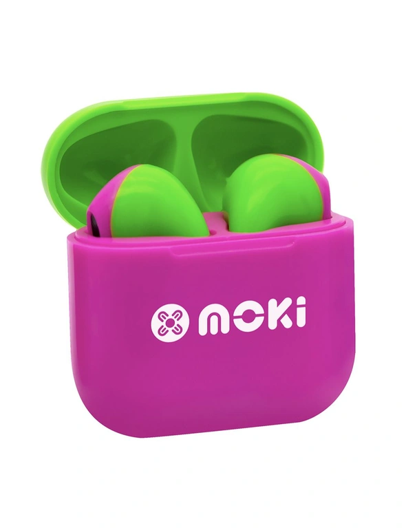 Moki MokiPods Mini TWS Wireless/Bluetooth Earphones Kids Volume Limited PNK/GRN, hi-res image number null