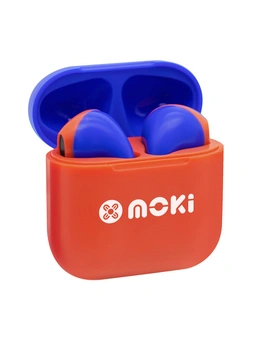 Moki MokiPods Mini TWS Wireless/Bluetooth Earphones Kids Volume Limited Red Blue