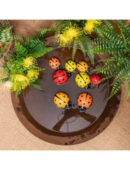 4x Floating Ceramic 10.5cm Ladybugs Outdoor Ornament Garden Decor Medium Asst