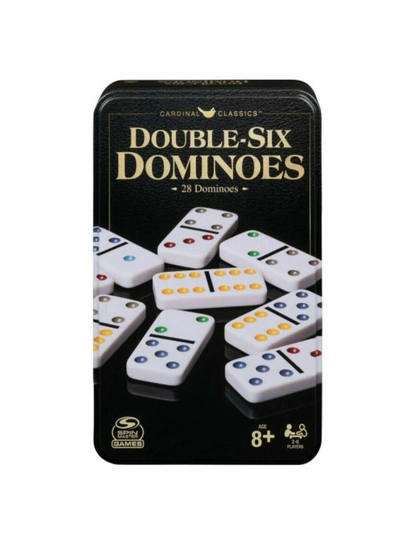 Classic Double 6 Coloured Dominoes in Tin, hi-res image number null