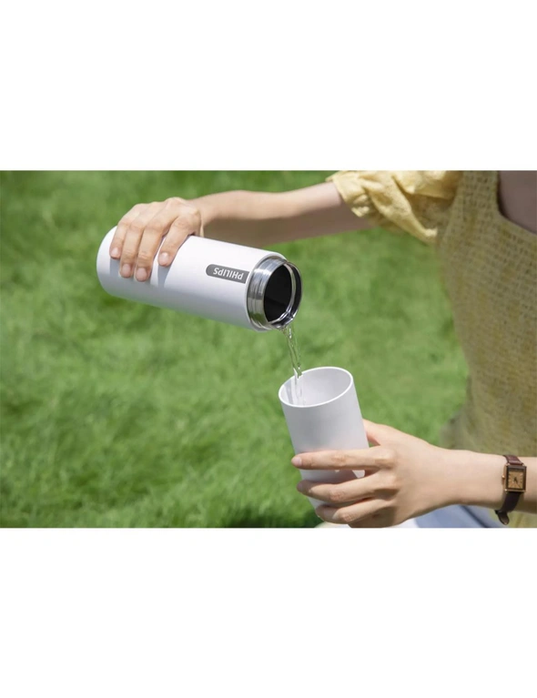 Philips GoZero 2 in 1 Magic 400ml Hydration/Water Bottle w/ 300ml Cup White, hi-res image number null