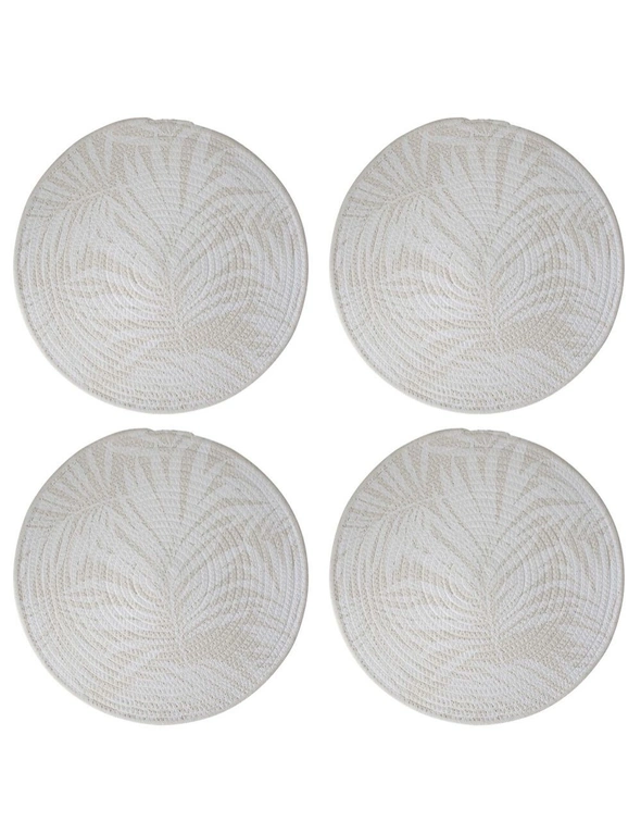 4PK Placemat Printed Leaf Ivory/White, hi-res image number null