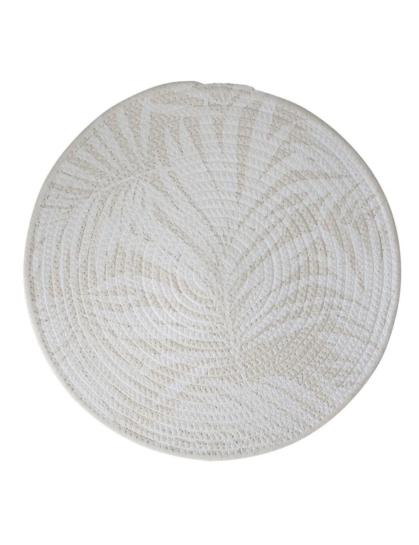 4PK Placemat Printed Leaf Ivory/White, hi-res image number null