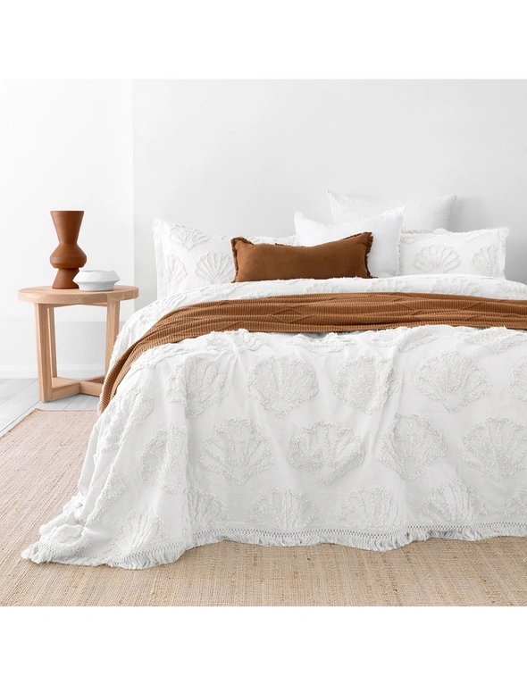 Bambury Hydra Queen/King Bed Cotton Coverlet Sheet Set w/ 2x Pillowcases White, hi-res image number null