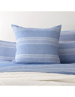 Bambury Juna European 65x65cm Pillowcase Square Cotton Decor Cover Stripes Blue