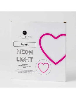Pilbeam Living 29cm Heart LED Hanging Neon Acrylic Wall Light Room Decor Pink
