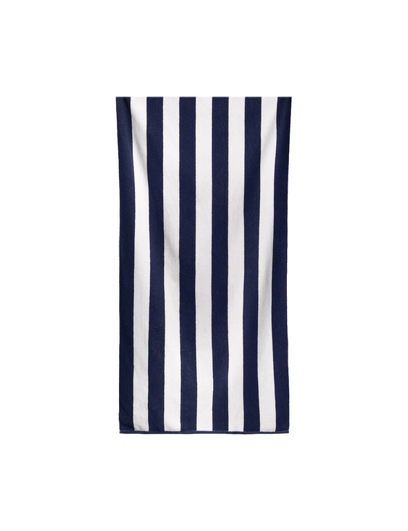 Canningvale Striped Cabana 80x160cm Soft Cotton Terry Beach Towel Absorbent Navy, hi-res image number null