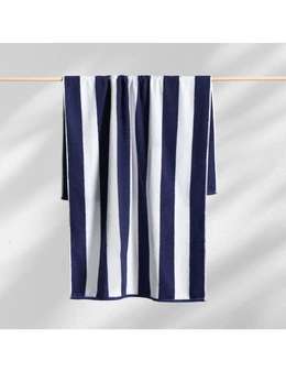 Canningvale Striped Cabana 80x160cm Soft Cotton Terry Beach Towel Absorbent Navy