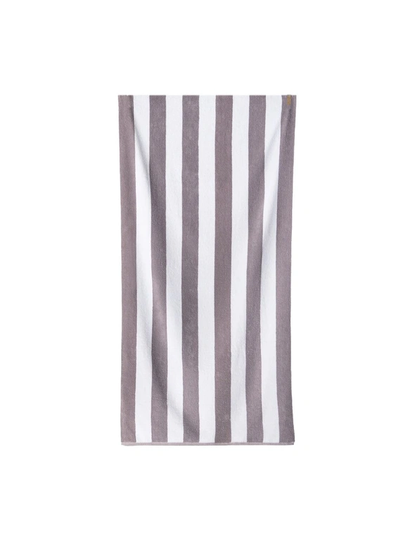 Canningvale Striped Cabana 80x160cm Soft Cotton Terry Beach Towel Absorbent Grey, hi-res image number null