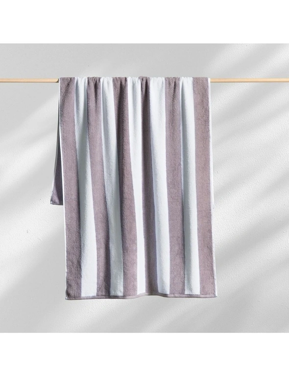 Canningvale Striped Cabana 80x160cm Soft Cotton Terry Beach Towel Absorbent Grey, hi-res image number null