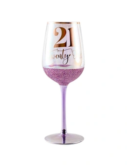 Glitterati 21st Stemmed Birthday/Celebration Drinking Wine Glass Purple 430ml